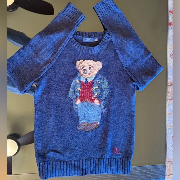 POLO RALPH LAUREN - Polo Bear Navy Crewneck Sweater with Red Accent - Picture 3 of 9